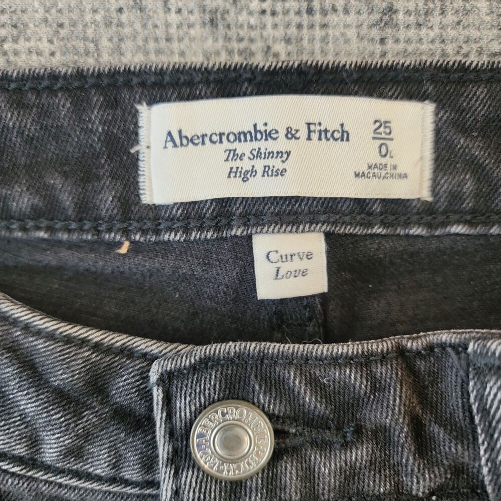 Abercrombie Curve Love High Rise Skinny Jeans Two-Tone Colorblock Black Grey 25L - Picture 4 of 9